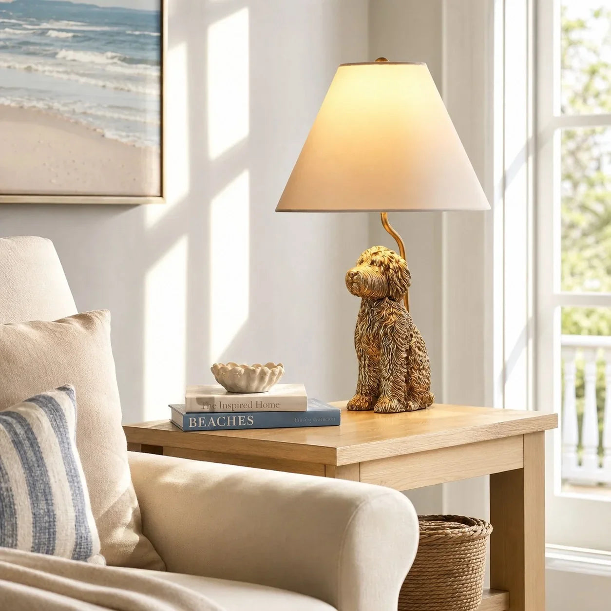 Fabric animal table lamp for reading area