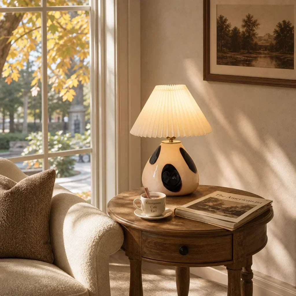 Fabric glass table lamp for office