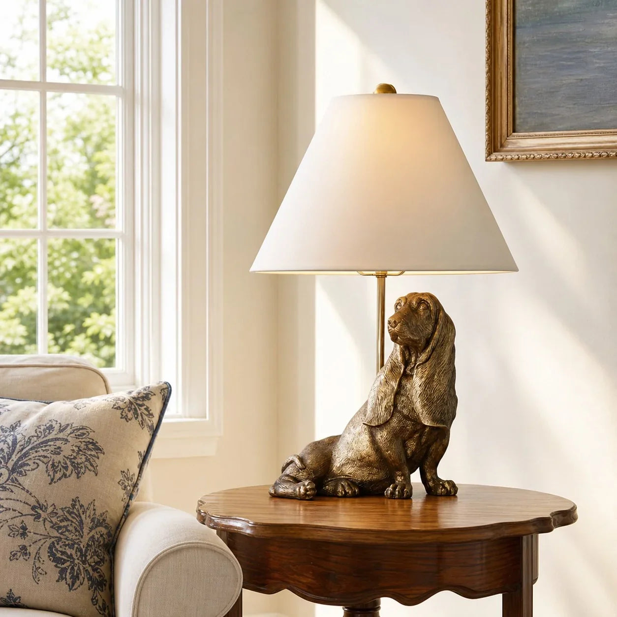Animal table lamp with fabric shade