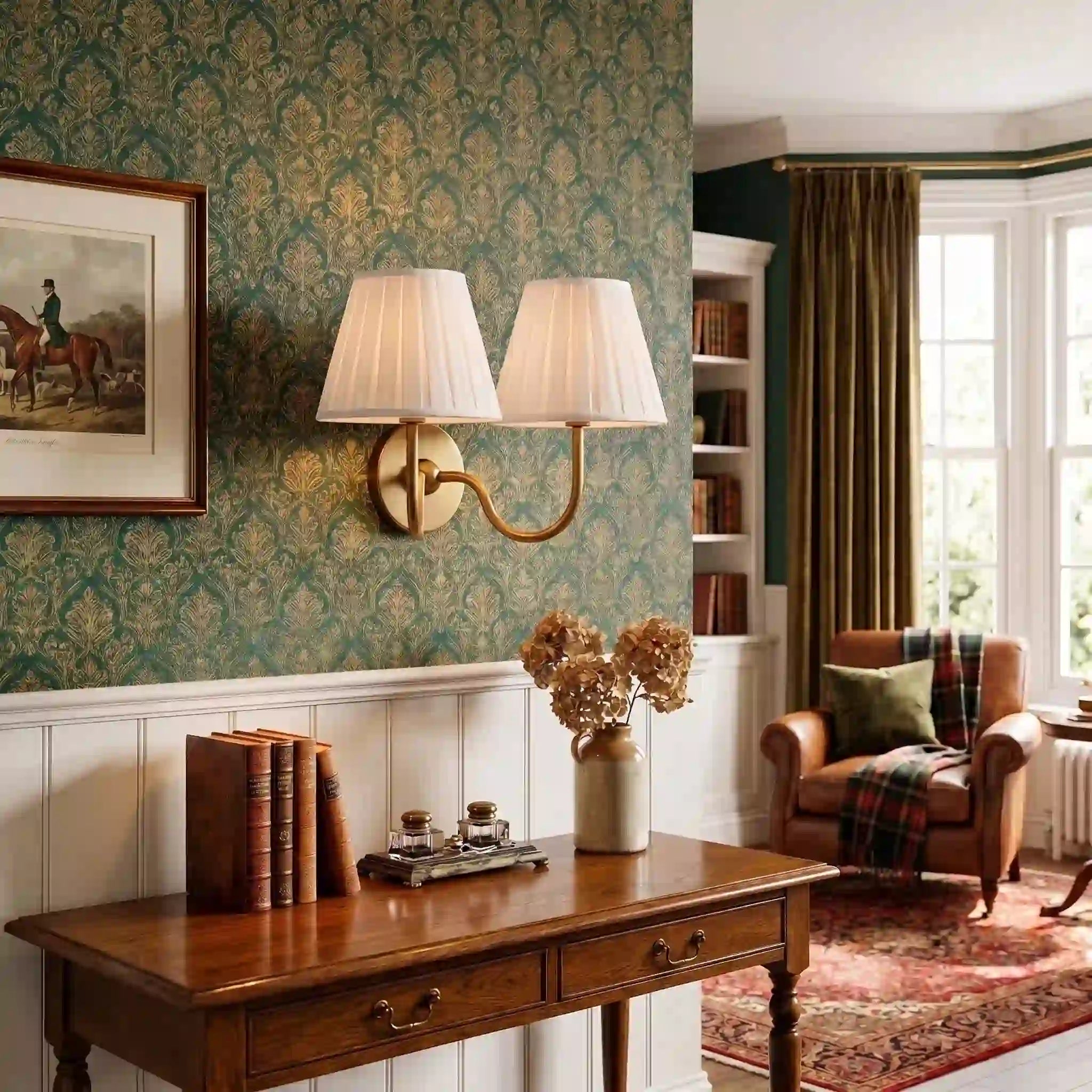 Wall light with fabric shade