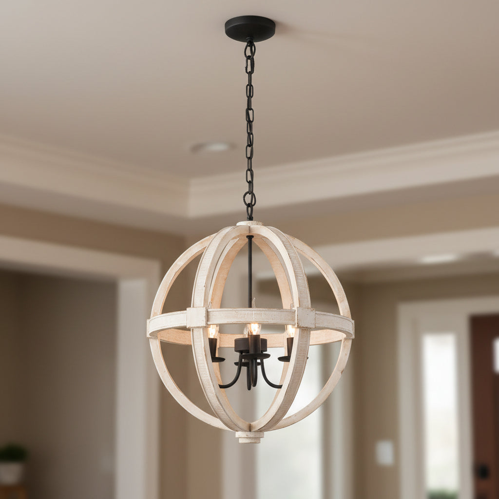 Farmhouse wood chandelier for entryway