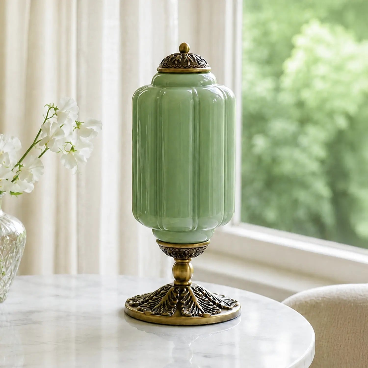 French retro opal glass table lamp