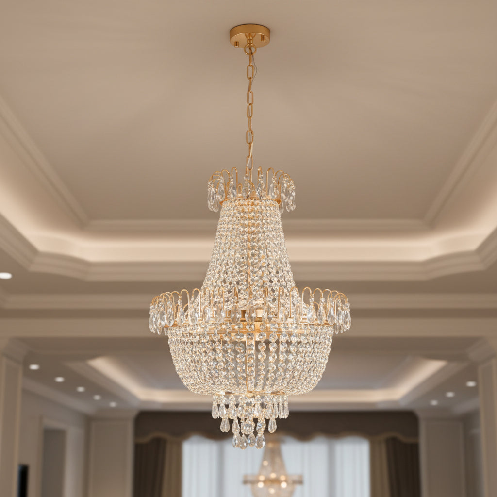 Gold crystal chandelier for bedroom