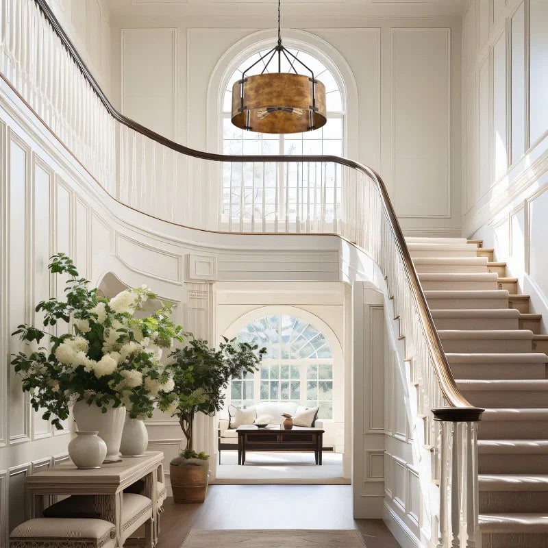 Hardwired bronze pendant light