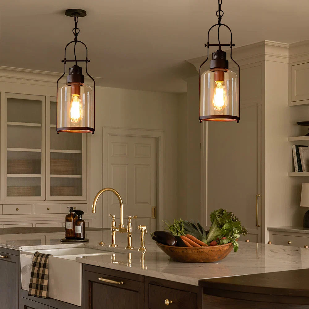 Industrial glass pendant light