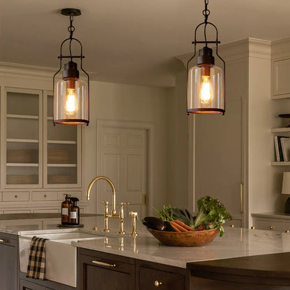 Industrial glass pendant light