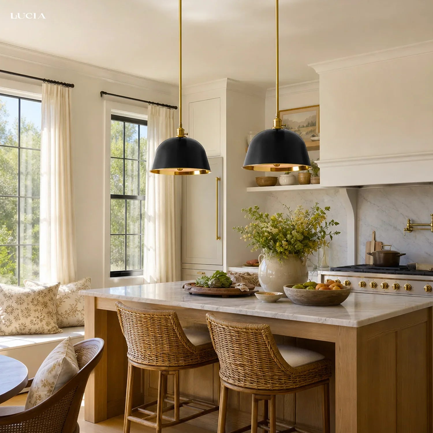 Iron bell pendant light for kitchen
