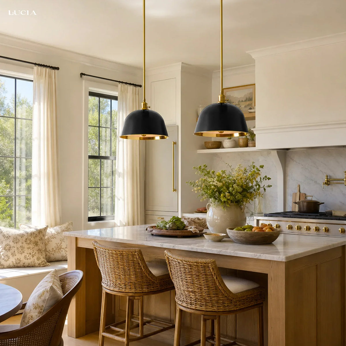 Iron bell pendant light for kitchen