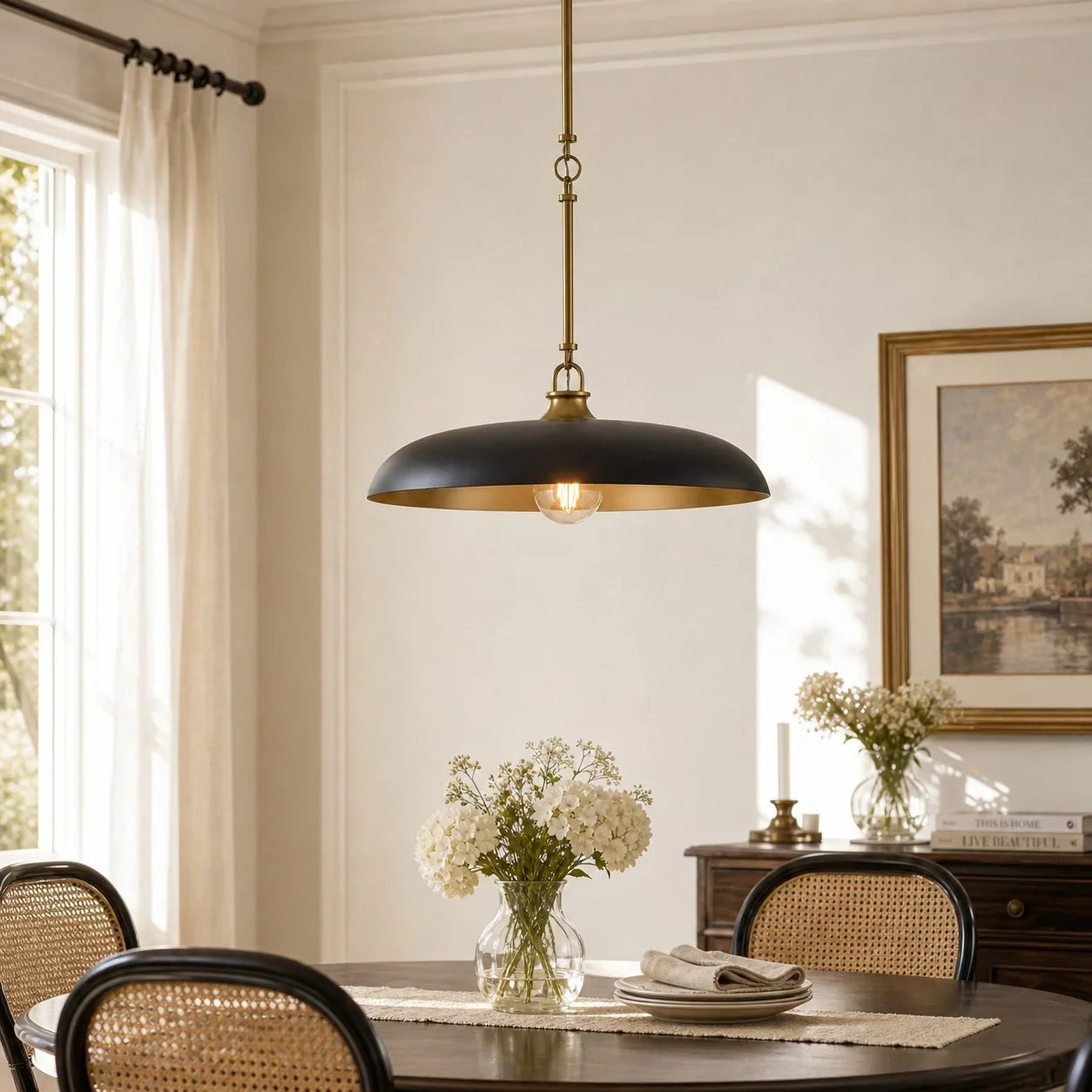Metal pendant light for kitchen island