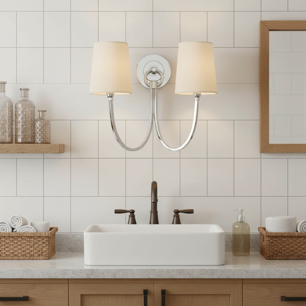 Linen fabric wall sconce