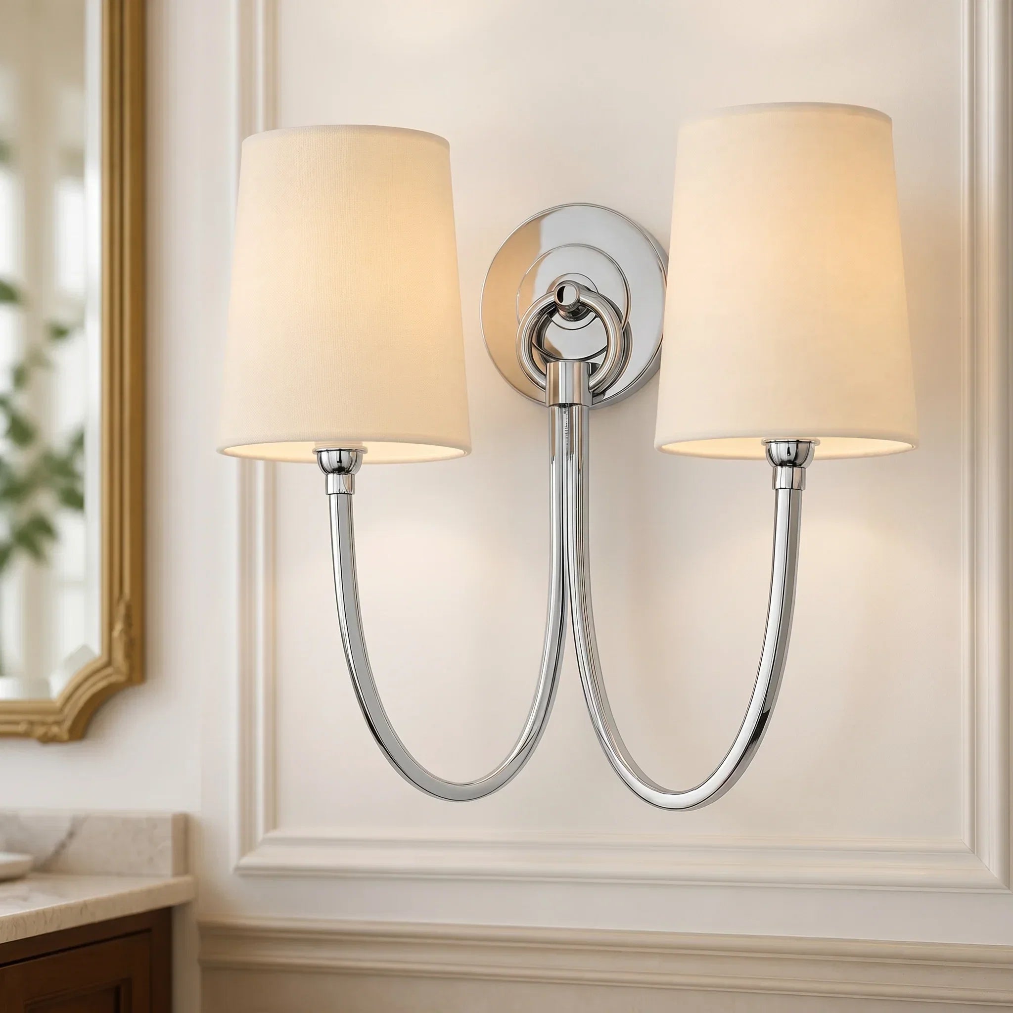 Linen wall sconce for living room