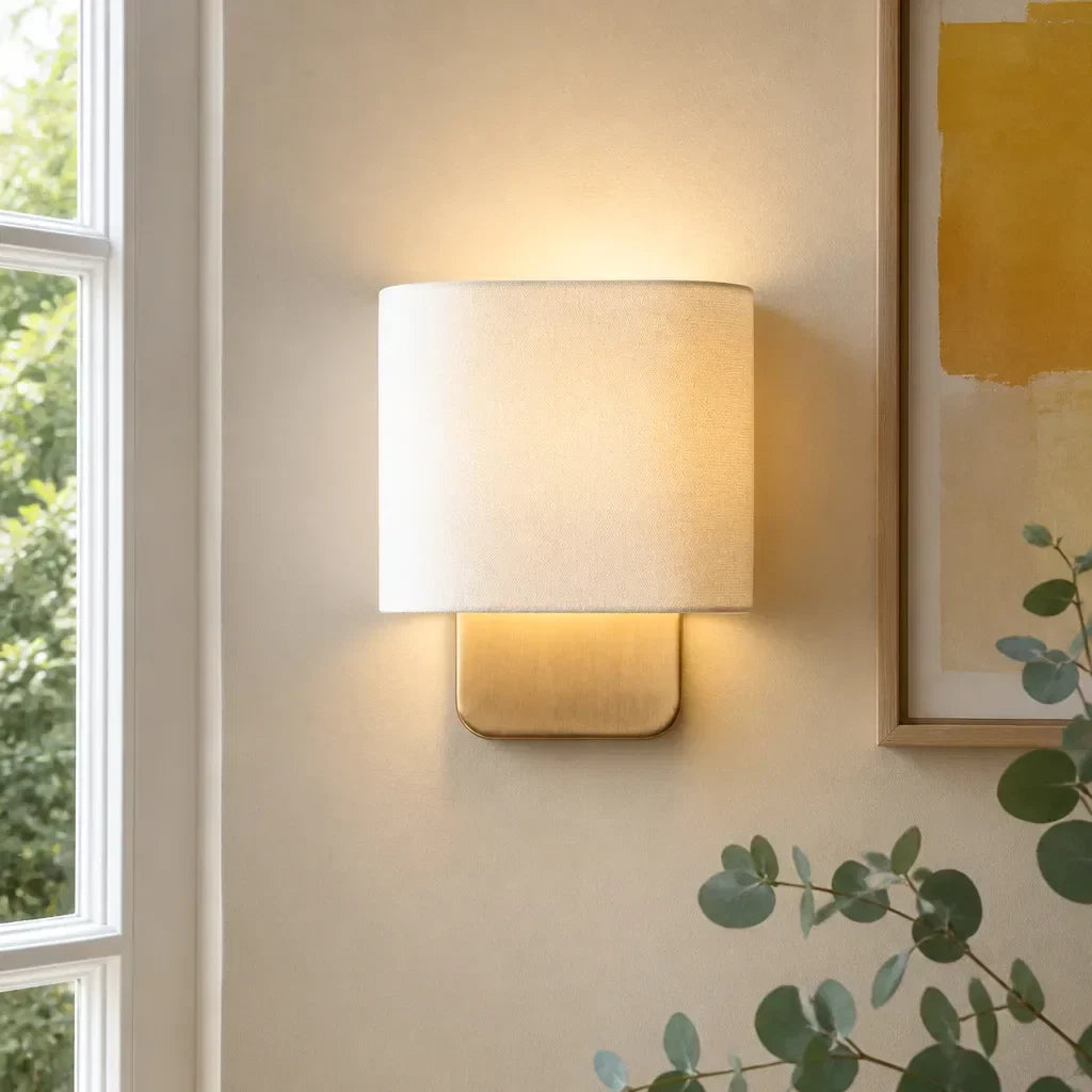 Linen wall sconce for entryway