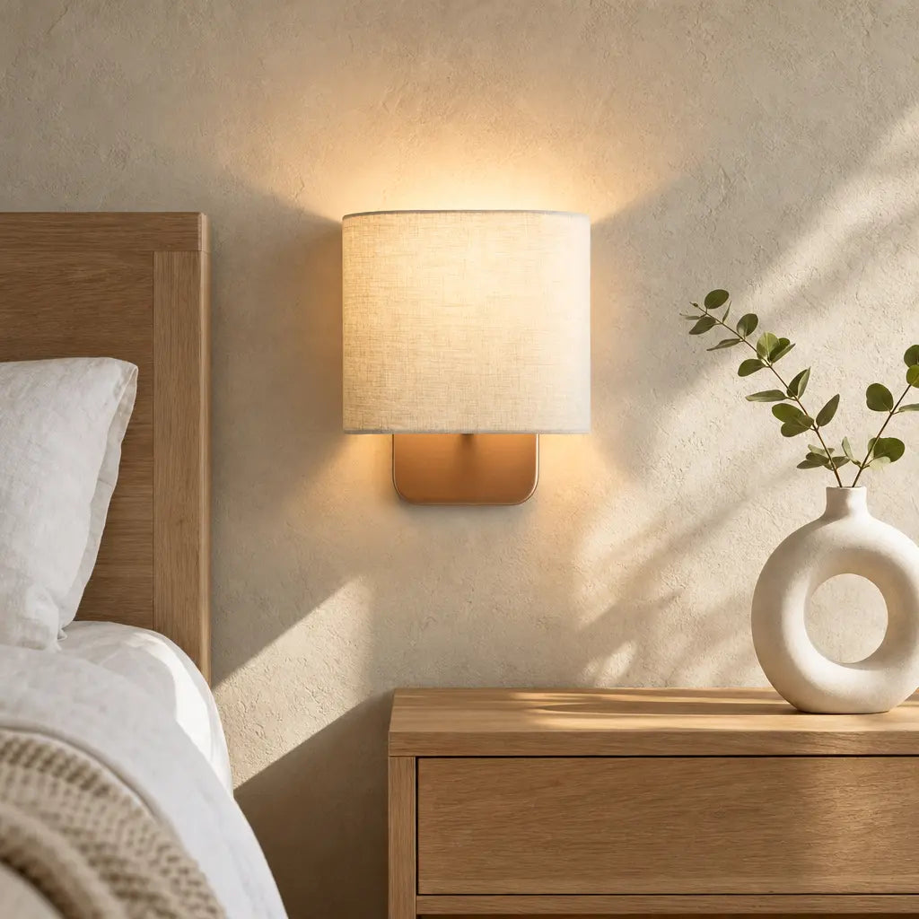 Linen wall sconce for hallway