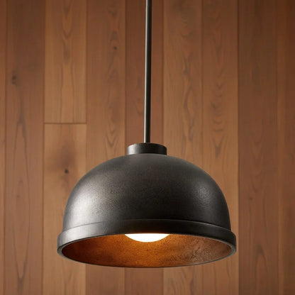 Matte black dome pendant light