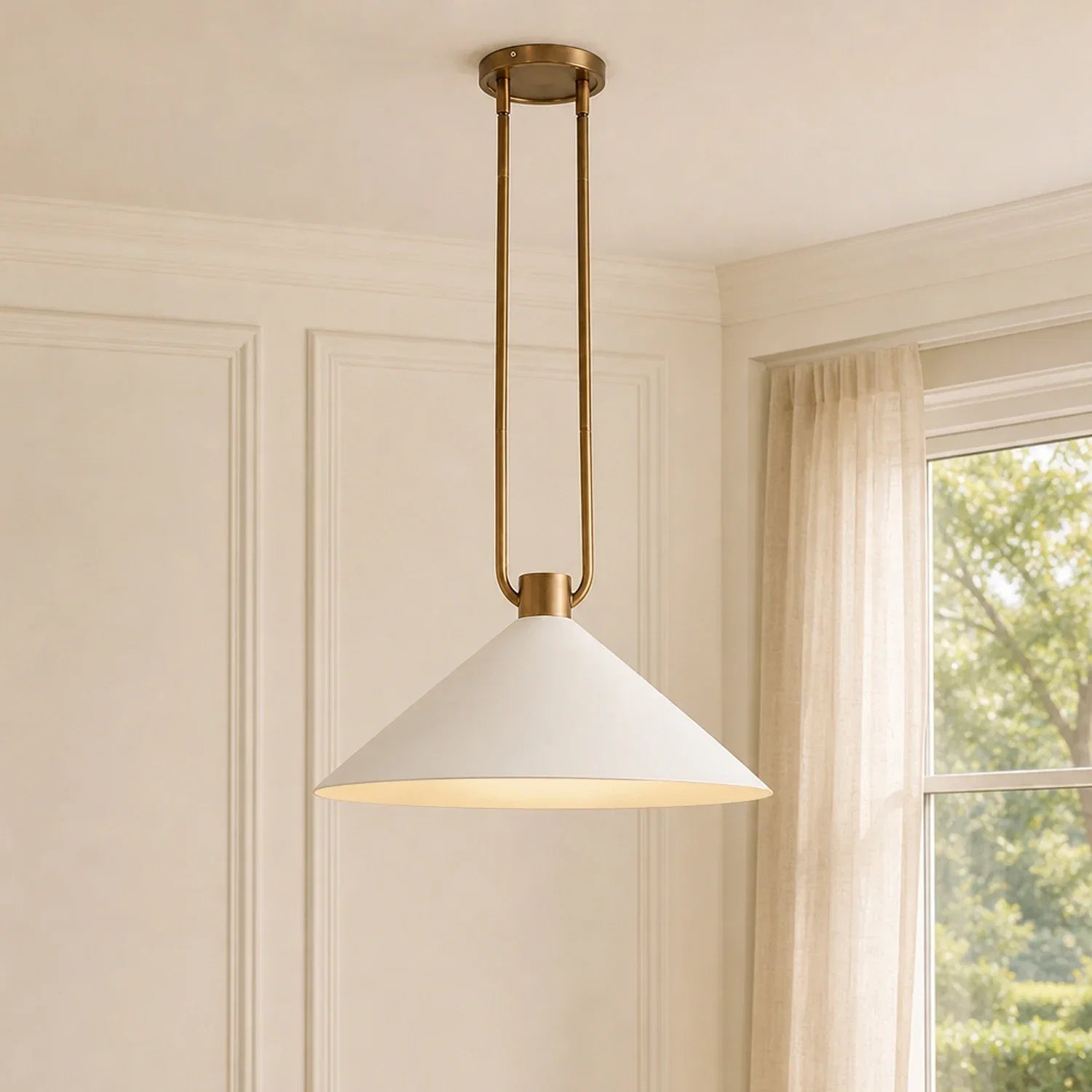 Metal cone pendant light for kitchen
