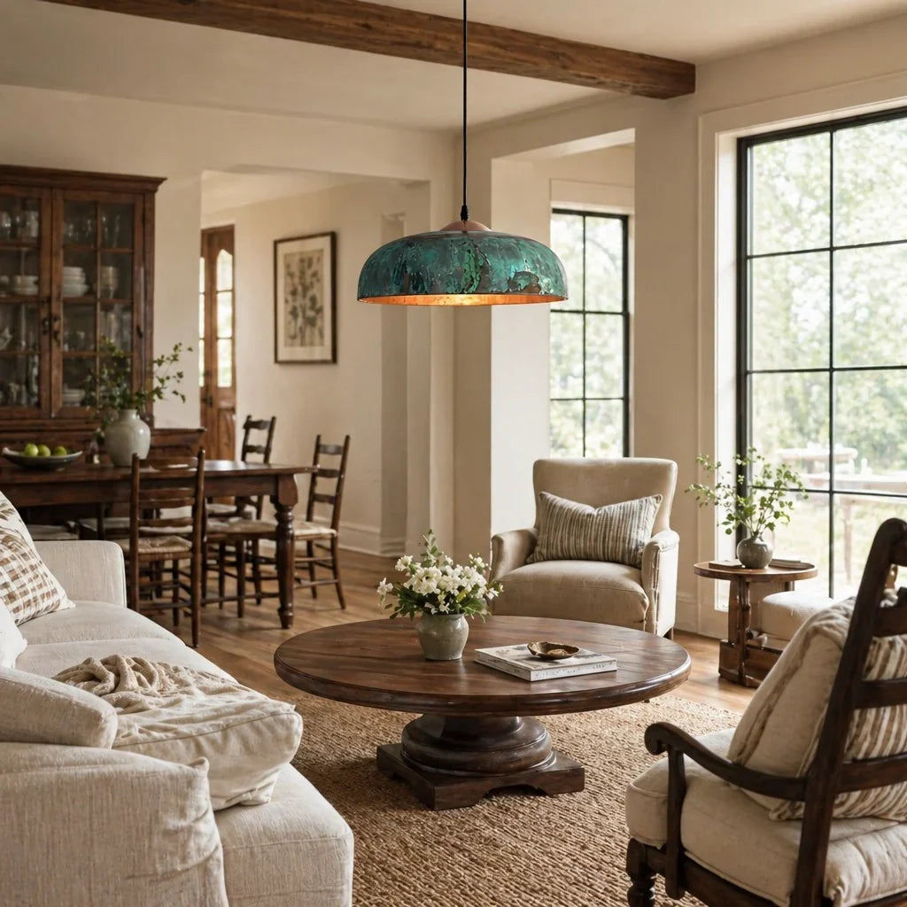 Metal dome pendant light for breakfast bar