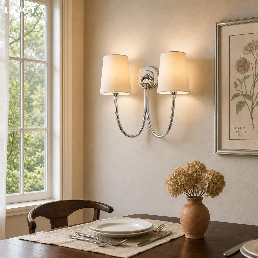 Metal and fabric wall sconce