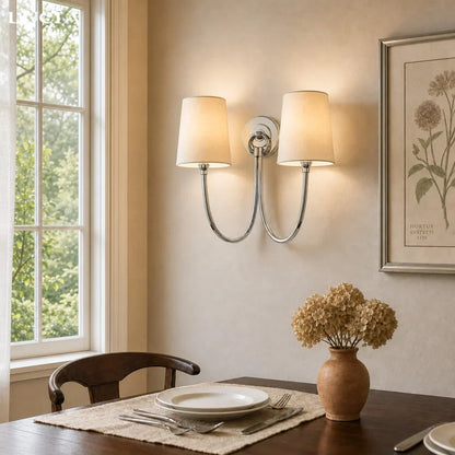 Metal and fabric wall sconce