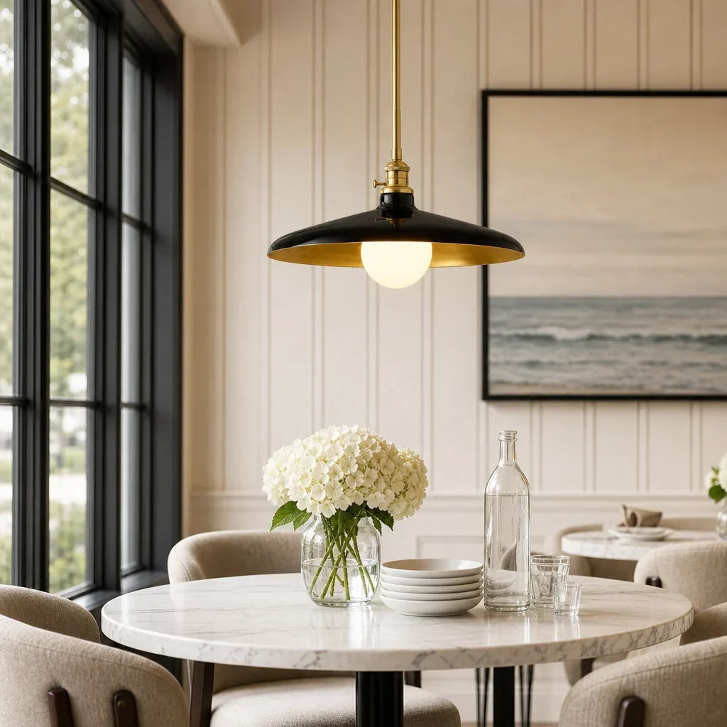 Metal pole pendant light for dining room