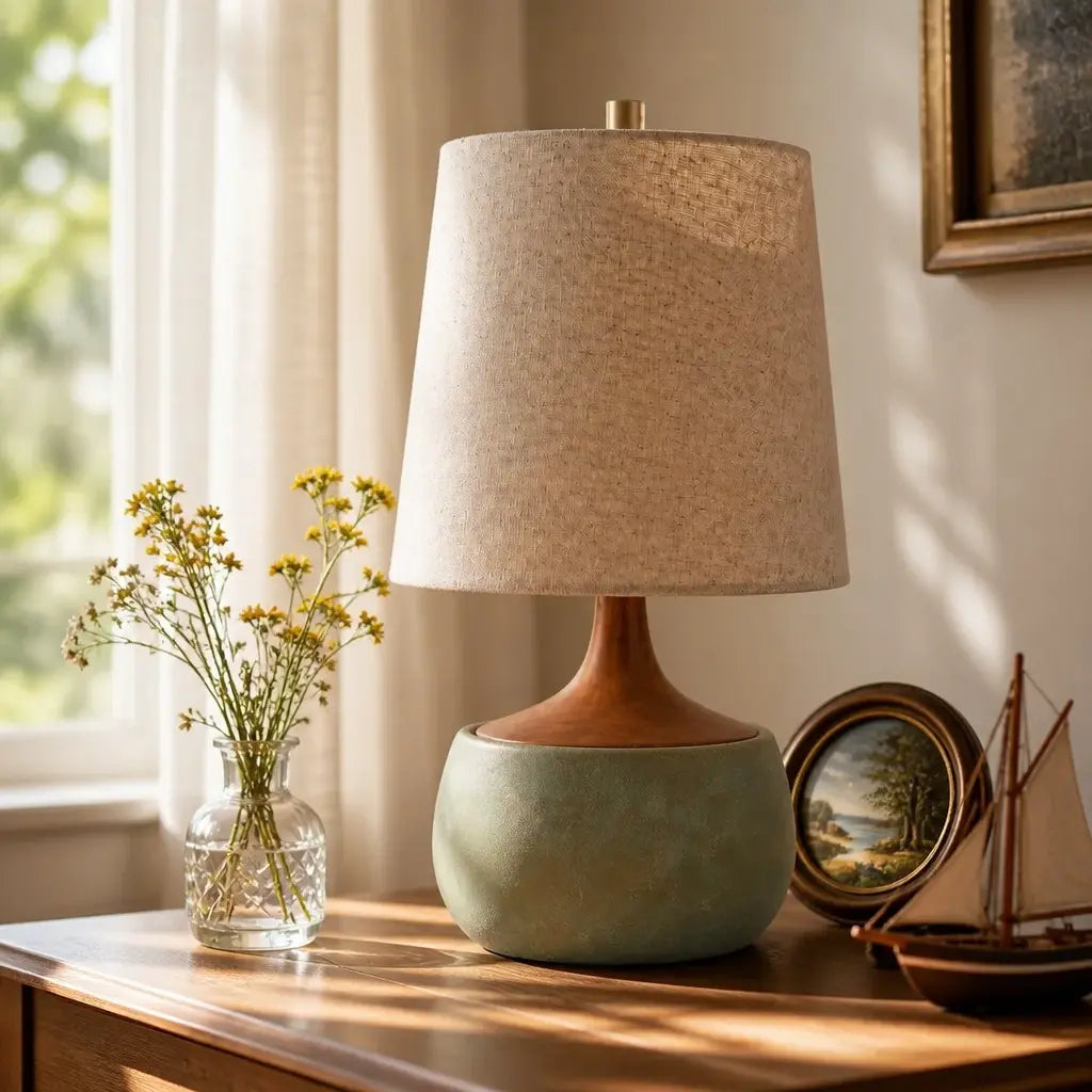 Mid century cement table lamp