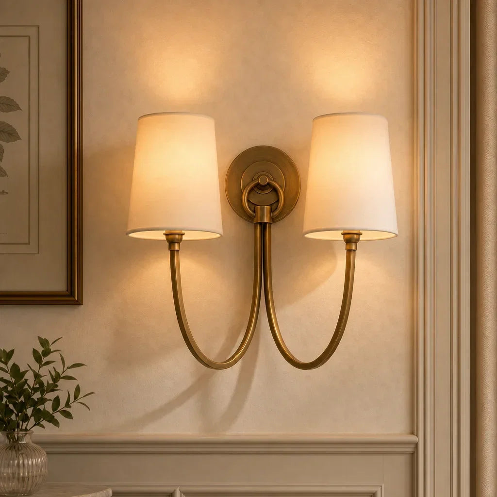 Modern double linen wall sconce
