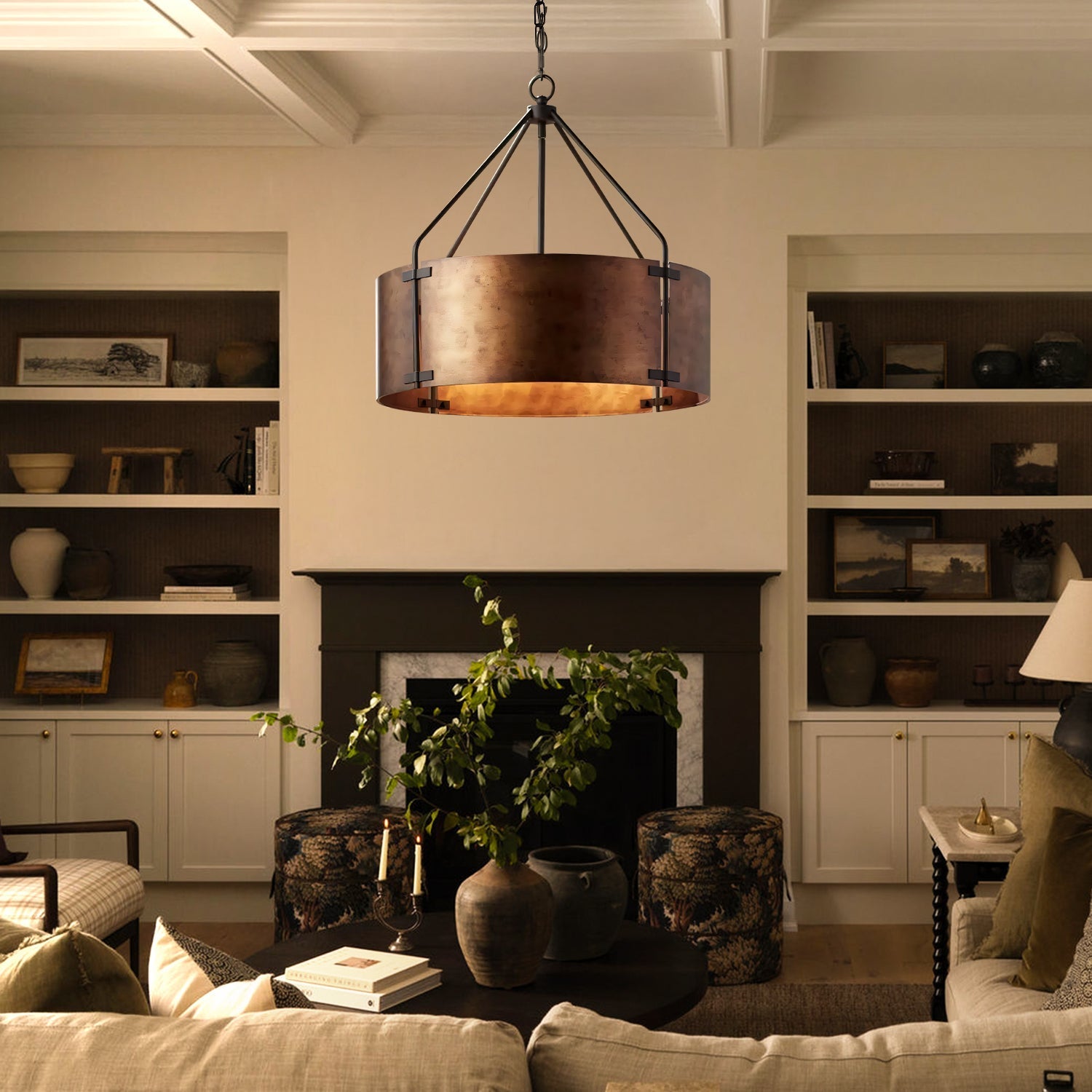 Open metal cage pendant light