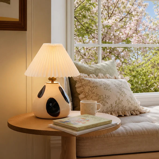 Pleated table lamp for bedside table