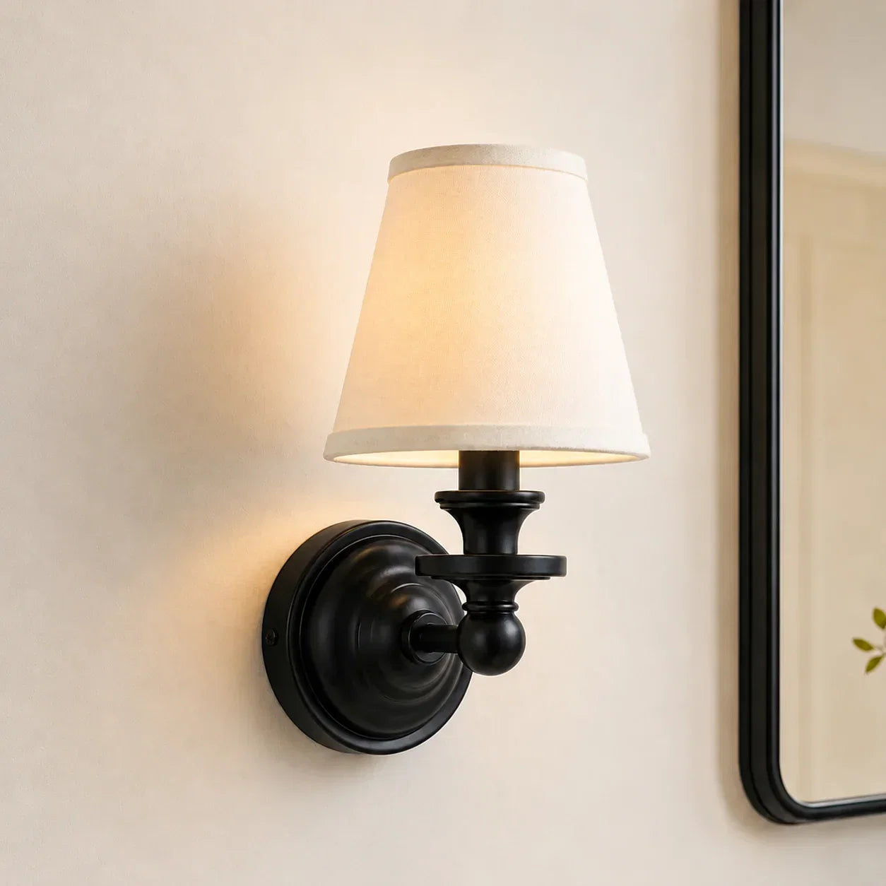 Retro wall sconce with linen shade