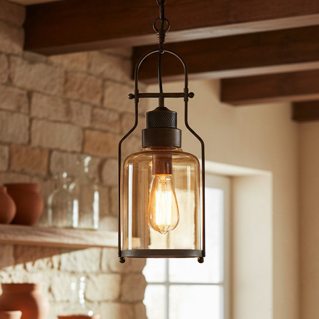 Retro metal glass pendant light