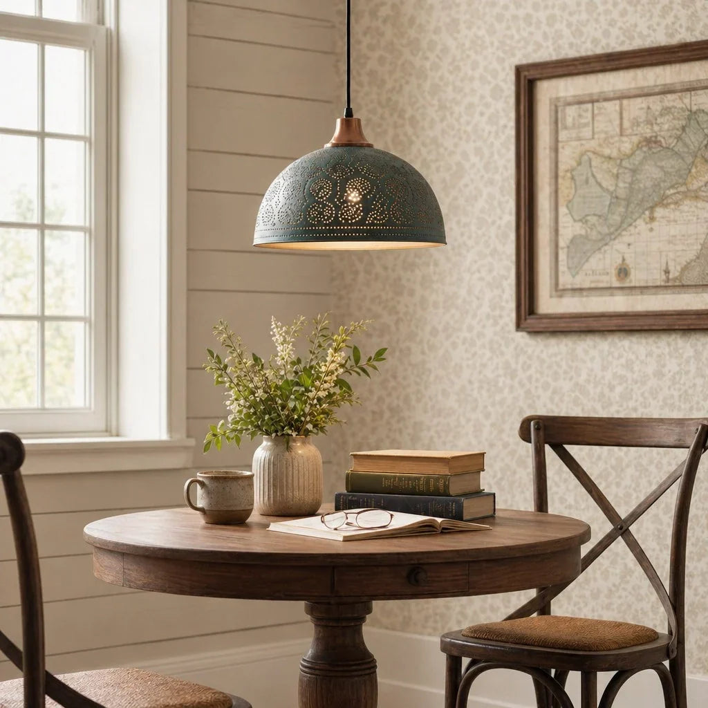 Rustic copper pendant light
