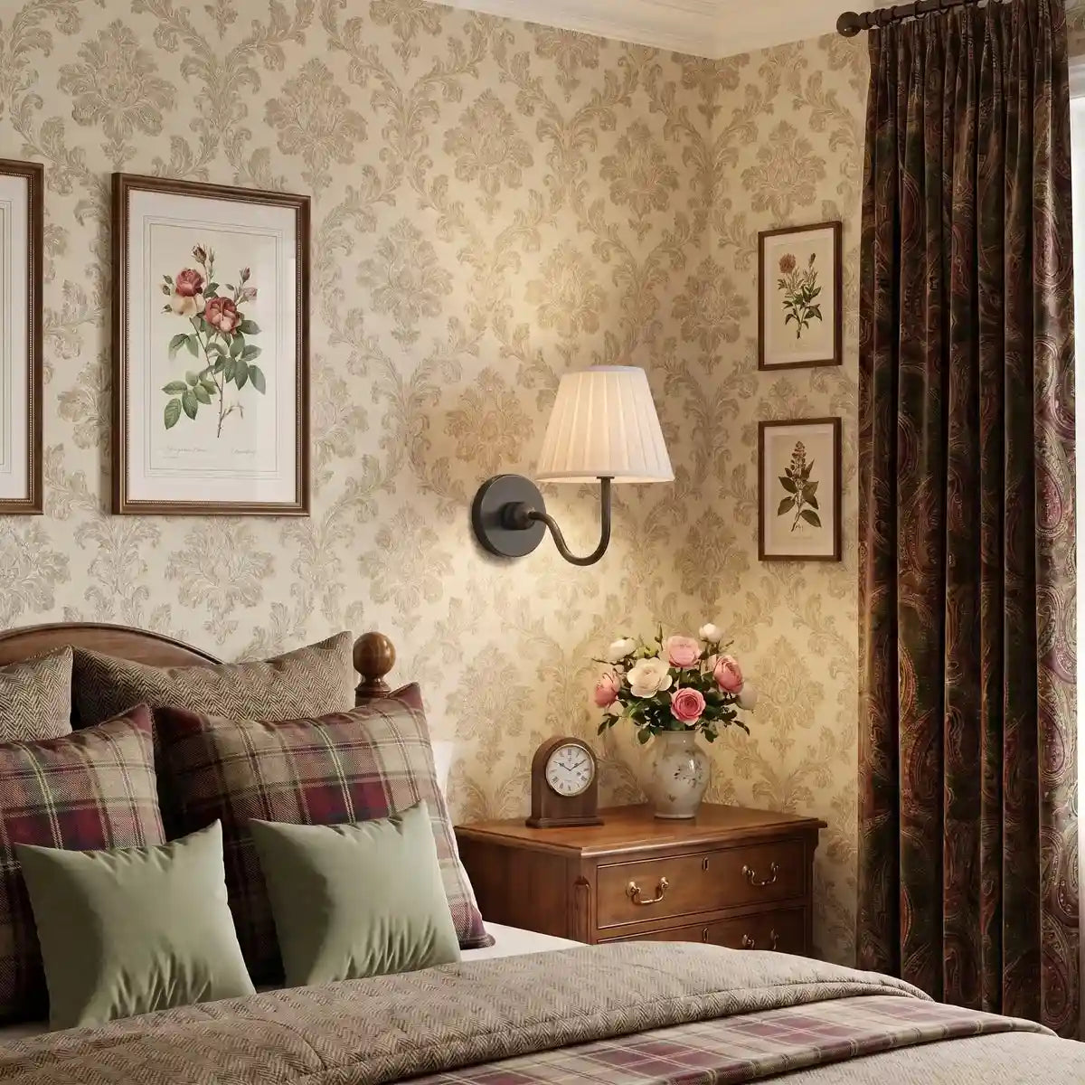 Rustic pleated fabric wall sconce