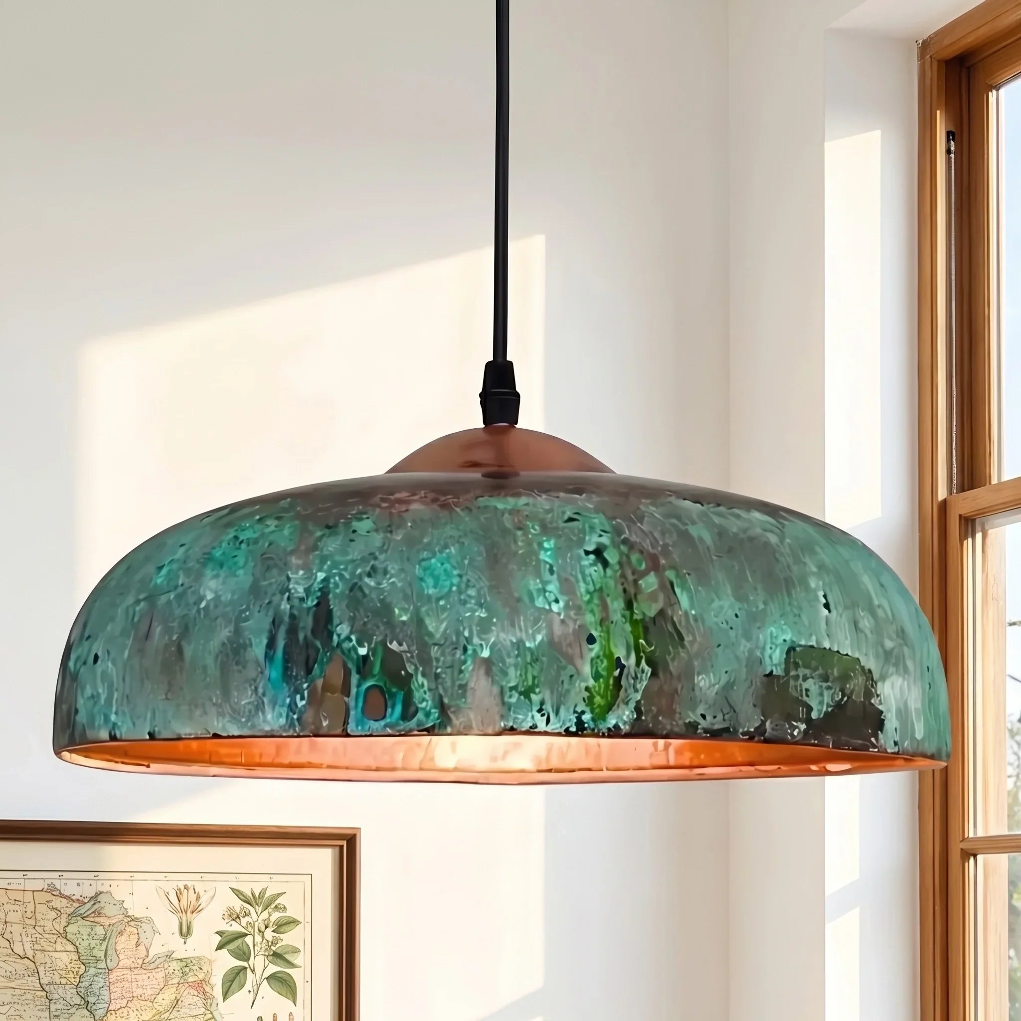 Rustic vintage metal dome pendant light