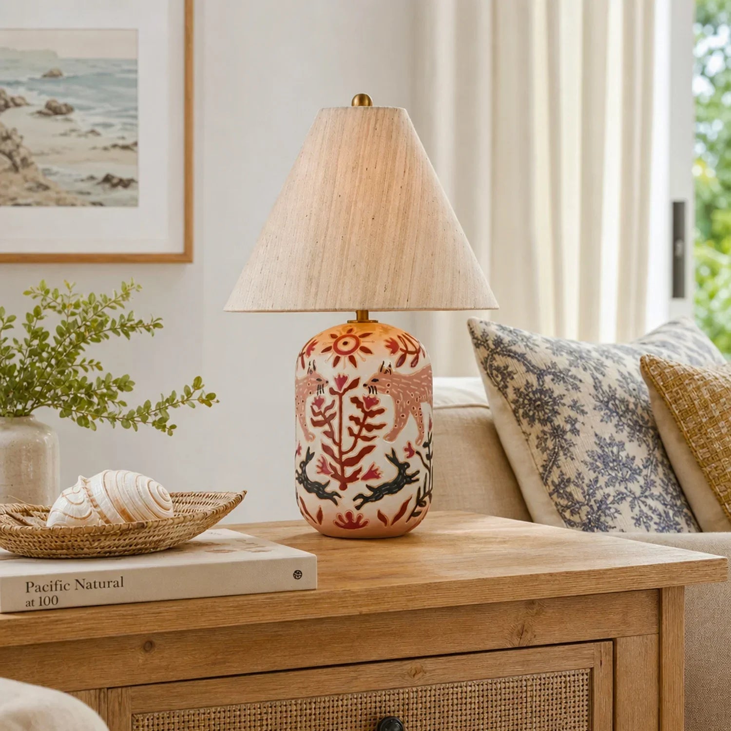 Ceramic lamp with tapered shade