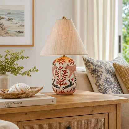 Ceramic lamp with tapered shade