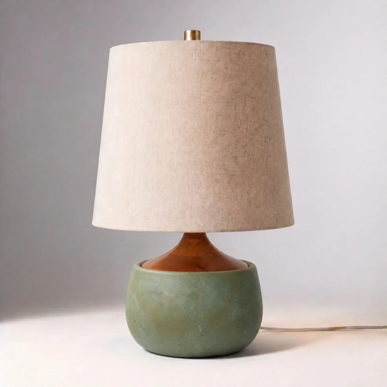 Transitional cement table lamp