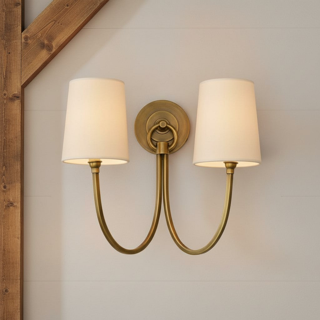 Two-light linen wall sconce