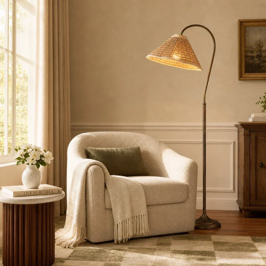 Vintage pleated fabric floor light